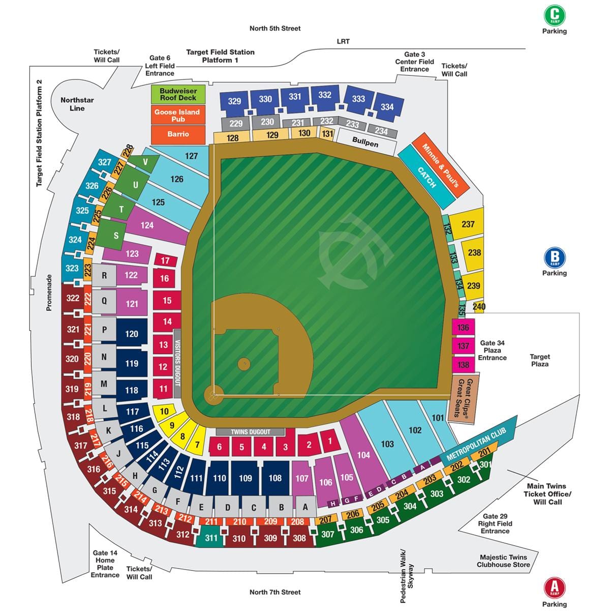 wrigley ਖੇਤਰ ਬੈਠਣ ਦਾ ਨਕਸ਼ਾ ਦੇ ਨਾਲ ਸੀਟ ਨੰਬਰ